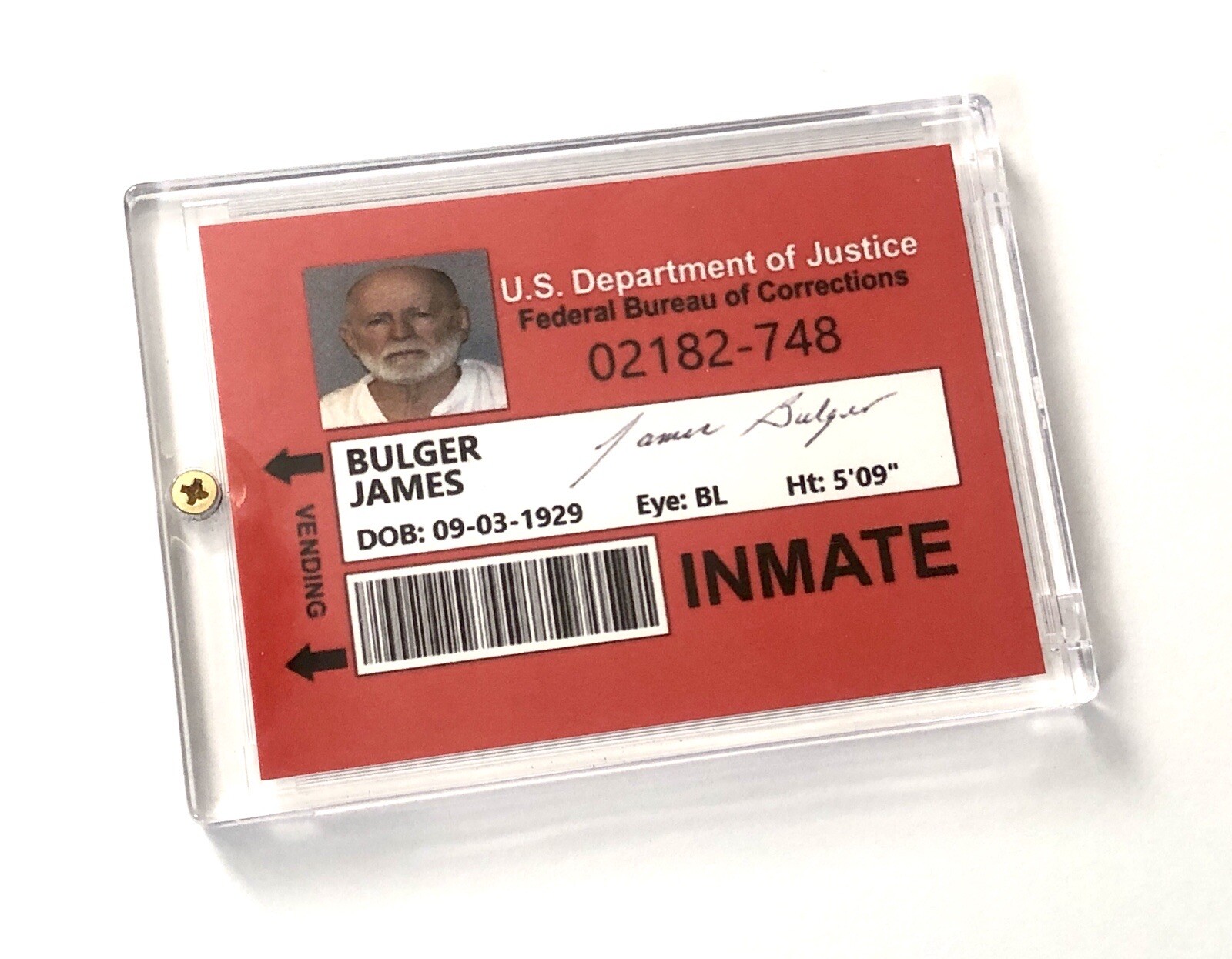 Whitey Bulger Collector Card With Signature RP In Case * Mobster / Gangster