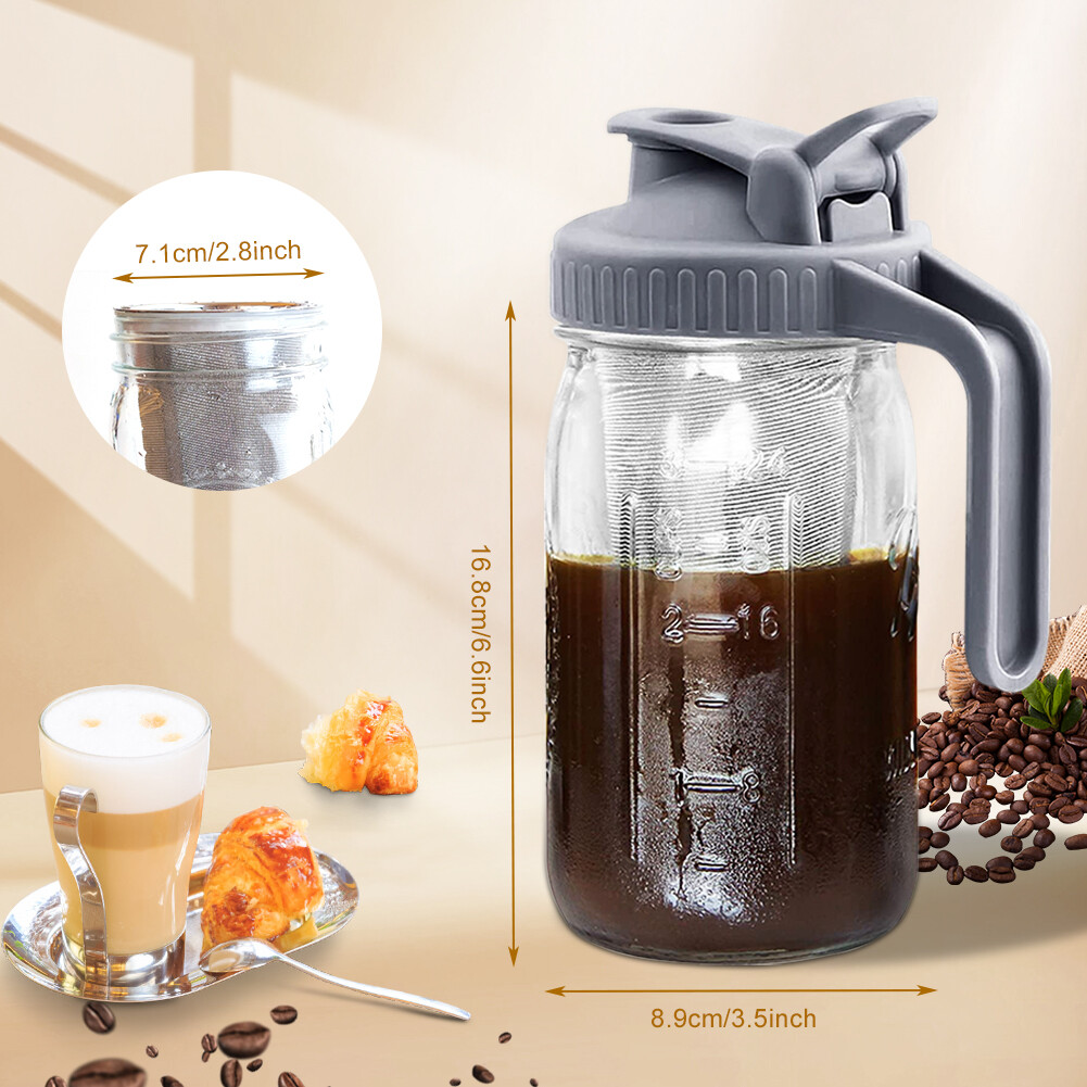 Portable Tea Pot Mason Jar Cold Brew Coffee Pitcher for Ice Tea Fruit Juice
