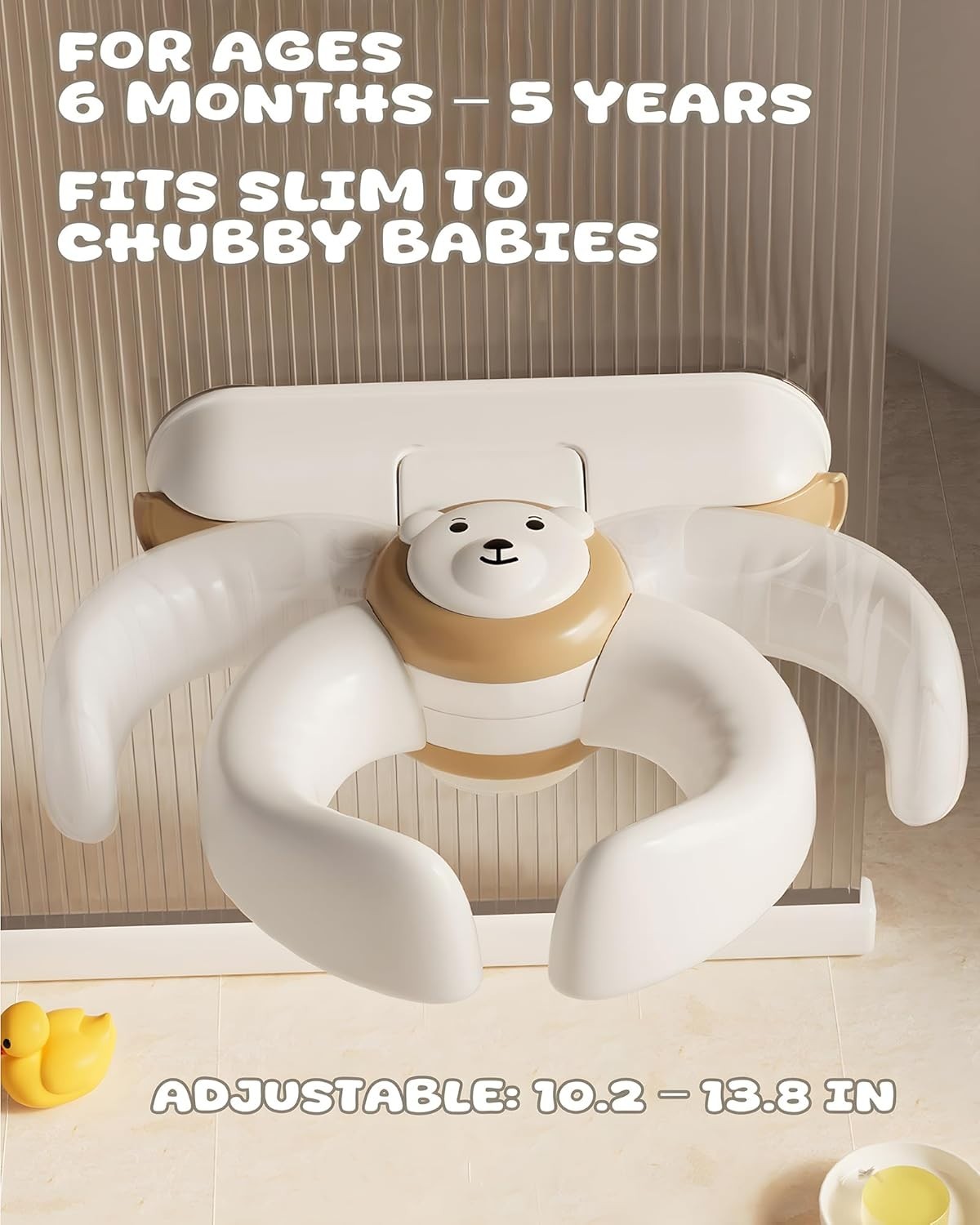 Foldable Baby Shower Support Seat with Strong Suction for Infants 6+