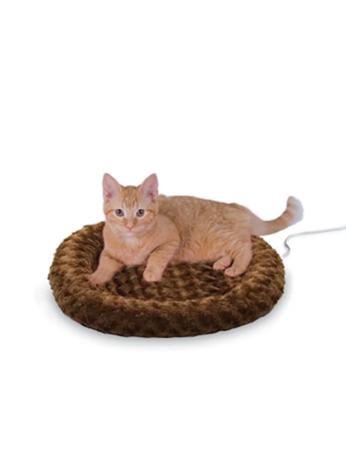 HEATED CAT BED Thermo-Kitty Splash Mocha Small Round 18" K&H PET PRODUCTS