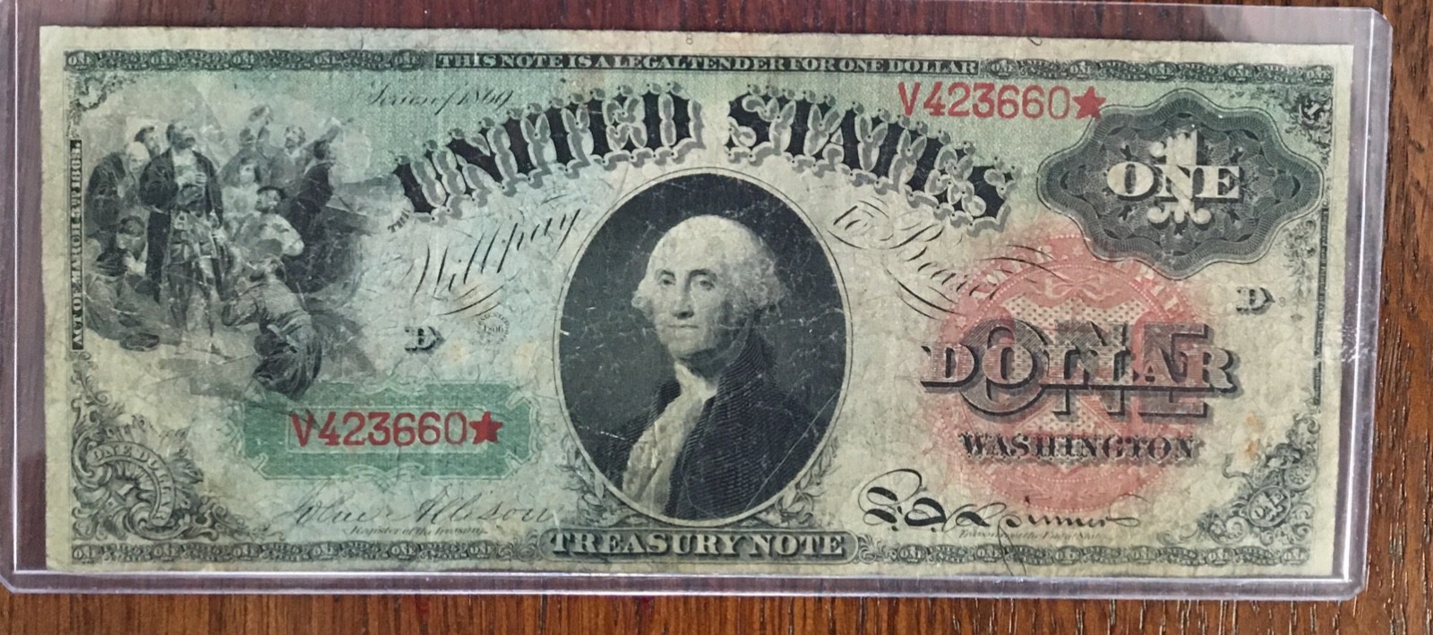 1869 $1 RAINBOW *Gorgeous Mid-Grade Example of this RARE Note* CV $1,020 in VF20