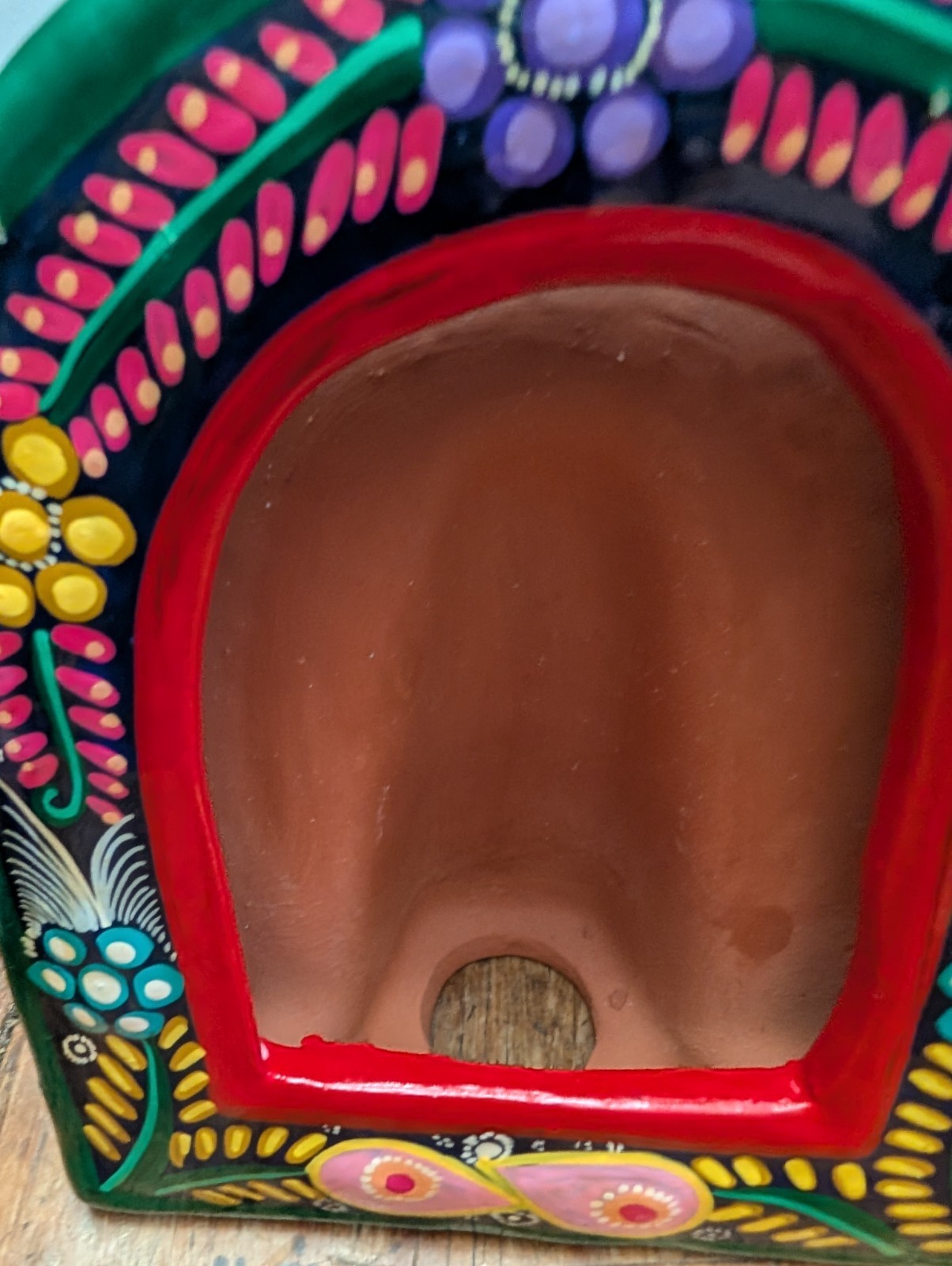 Vintage Terracotta Picture Frames Hand Painted Arch Mexico Vibrant Folk Art