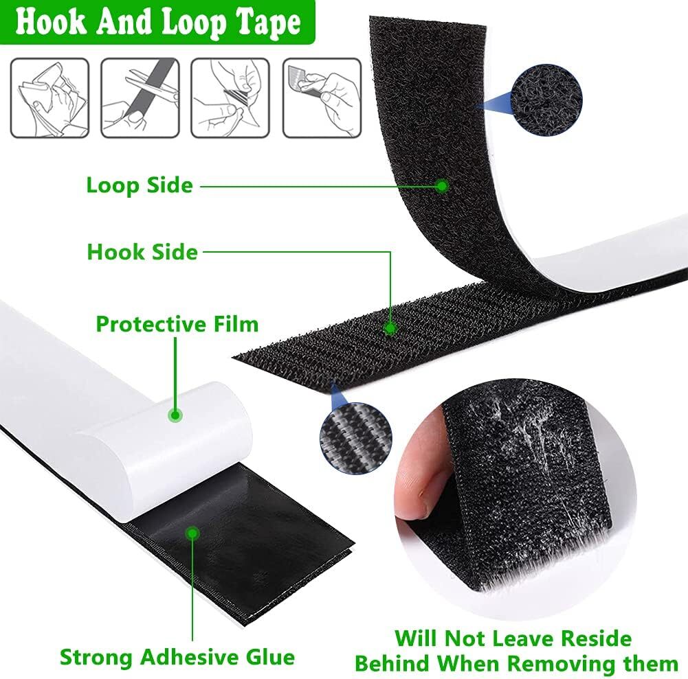 16.4FT Hook and Loop with Strong Self Adhesive Tape Strip Back Fastener Roll US