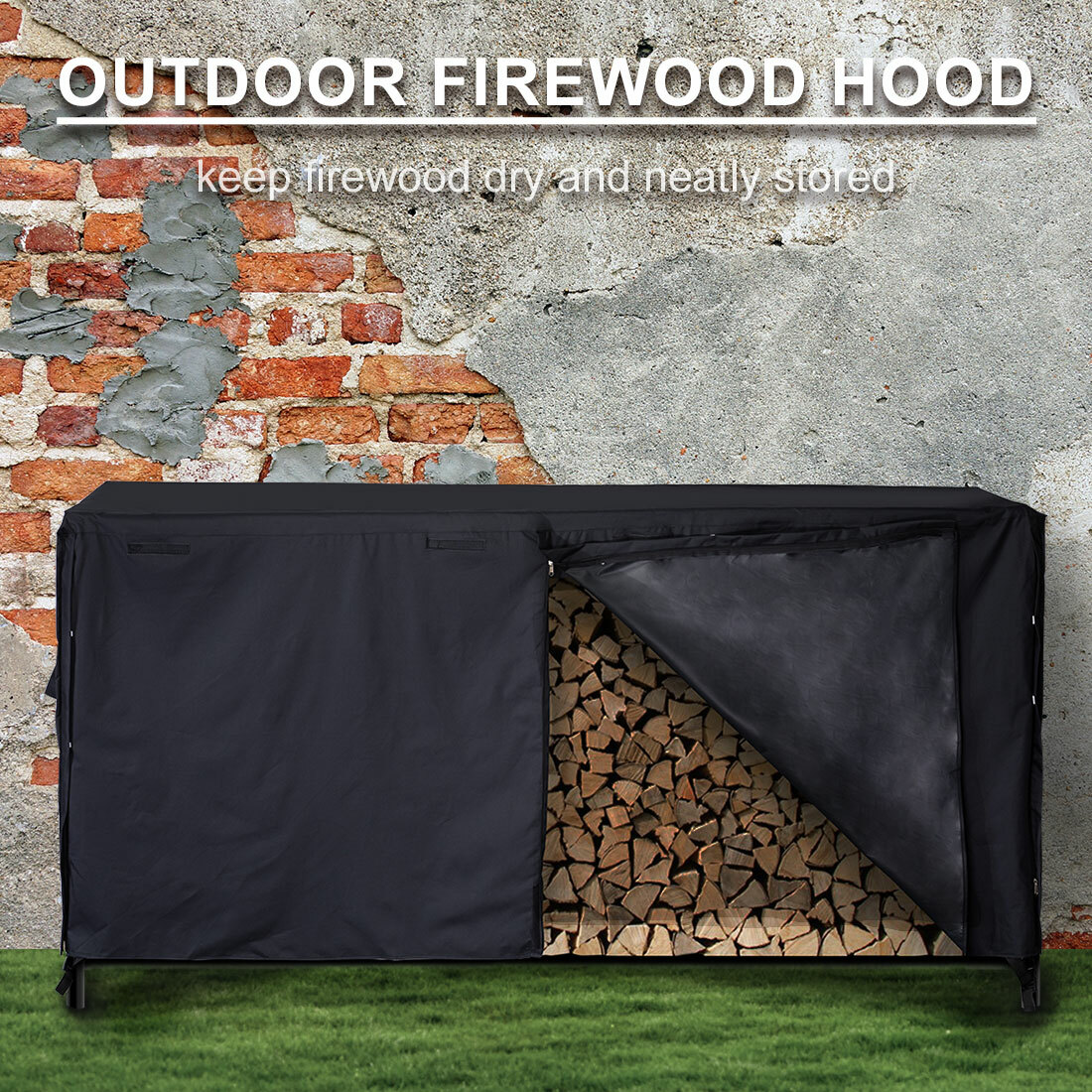 4/8ft Firewood Storage Log Rack with Waterproof Cover Heavy Duty Indoor Outdoor