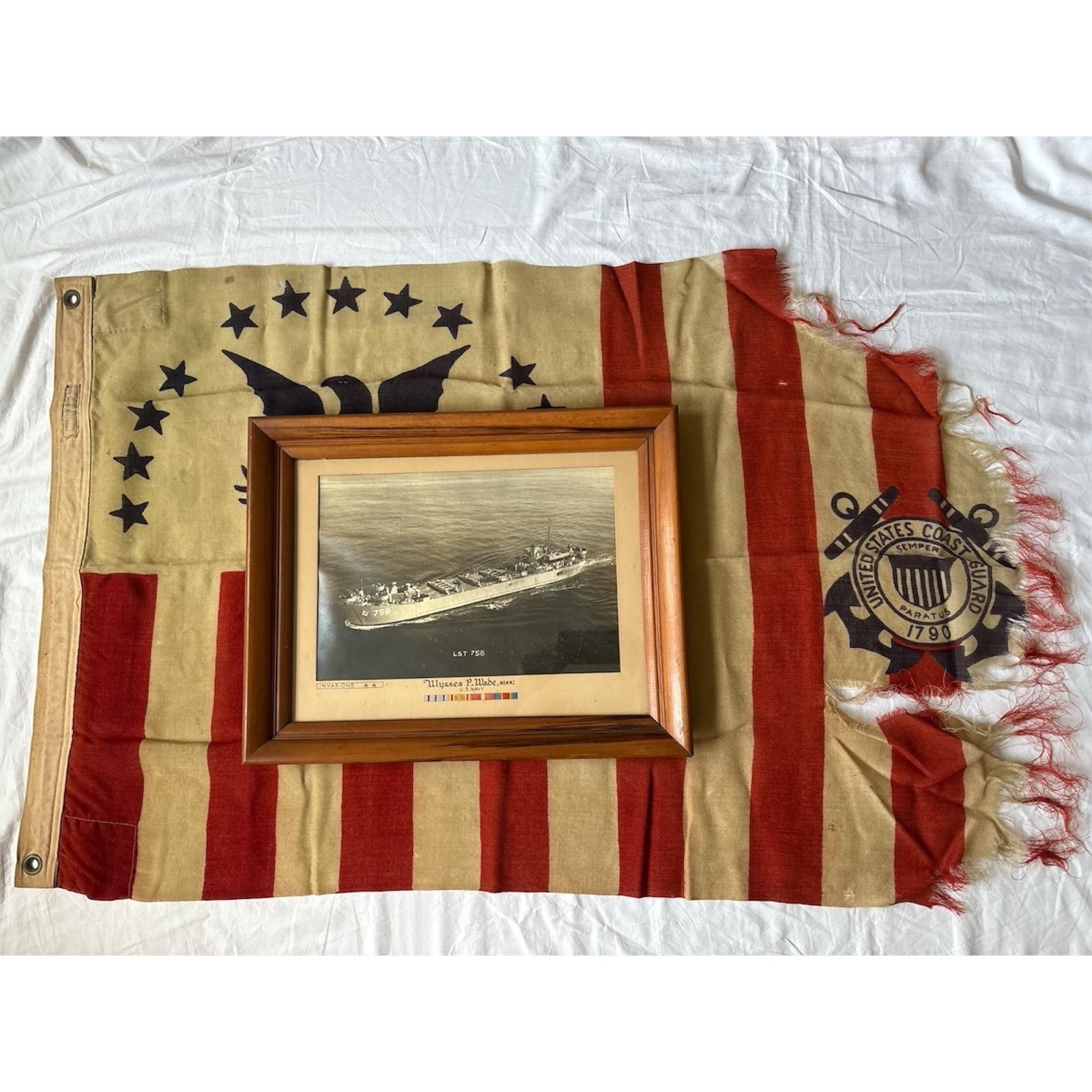 Authentic WWII American USA Coast Guard Wool Ensign with Provenance -World War
