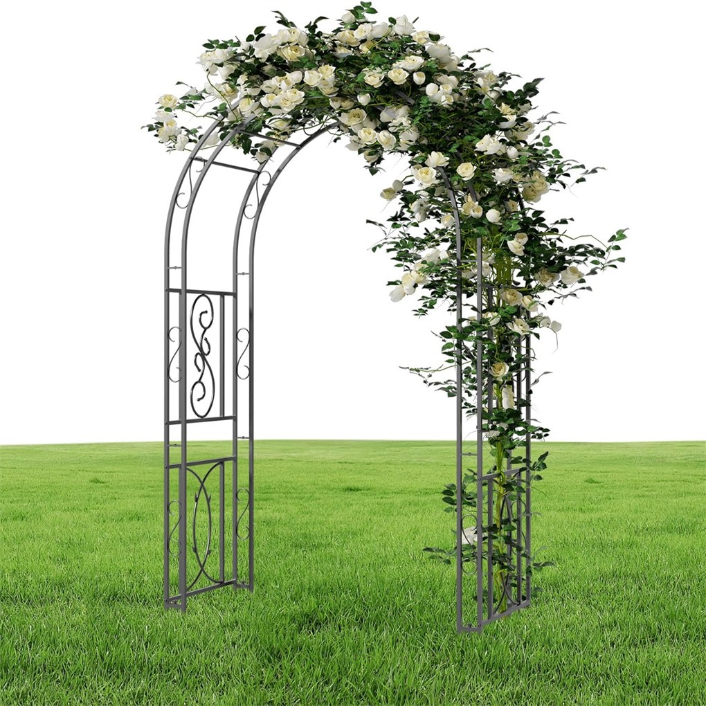 Rust-proof Double Column Garden Arch Trellis Vine Flowers Frame Stand w/ 8 Prong