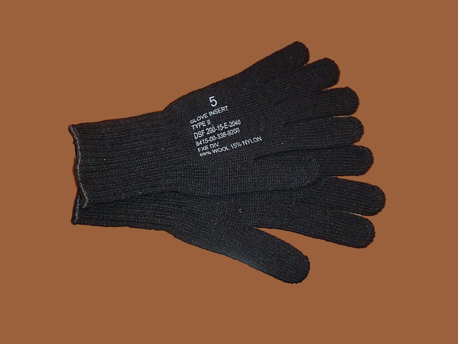 U.S MILITARY STYLE D3A COLD WEATHER GLOVE LINERS 85% WOOL 15% NYLON SIZE LARGE
