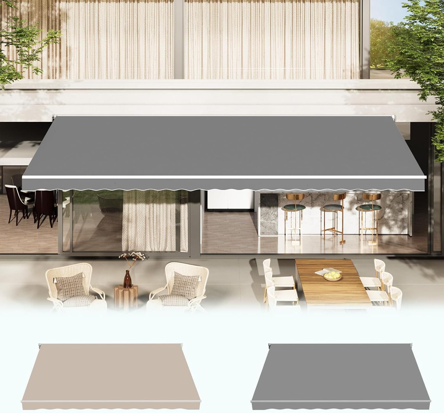 Outdoor Patio Awning Replacement, Sunshade Canopy Awning (Without Frame) 4 Size