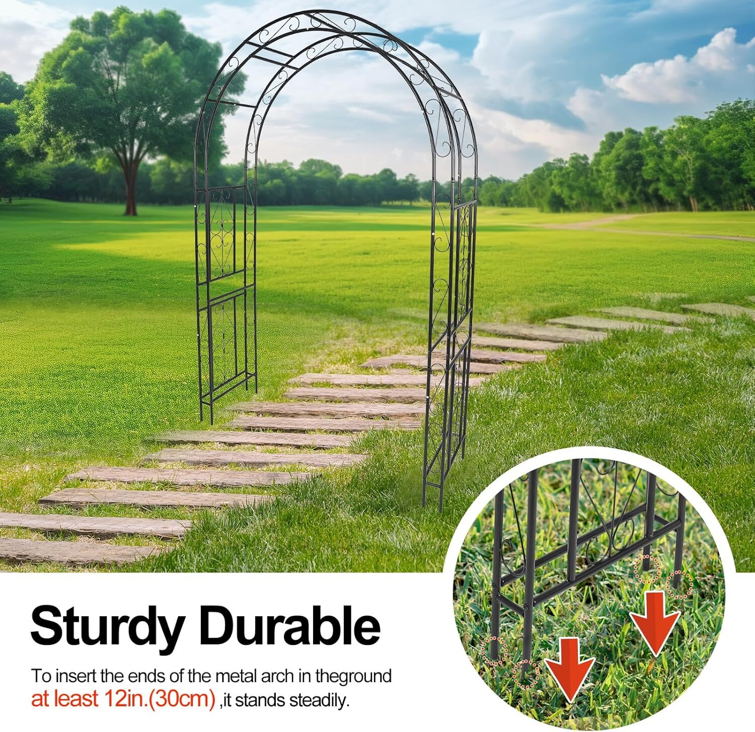 53" x 23" x 84" Outdoor Metal Garden Arbor Arch For Climbing Plants Wedding