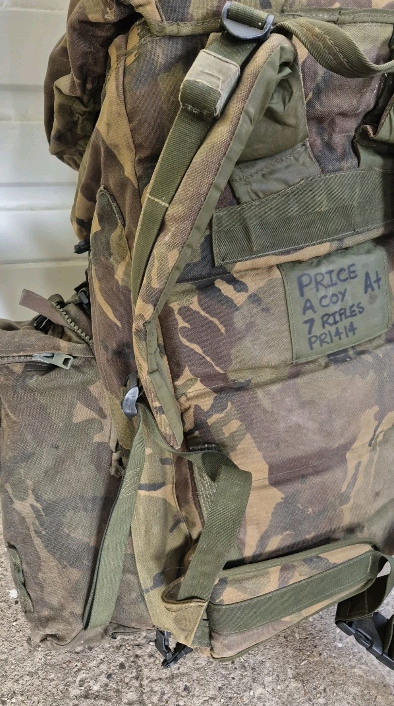 GENUINE BRITISH ARMY BERGEN RUCKSACK DPM LONG BACK 120L SIDE POUCHES +YOKE 1995