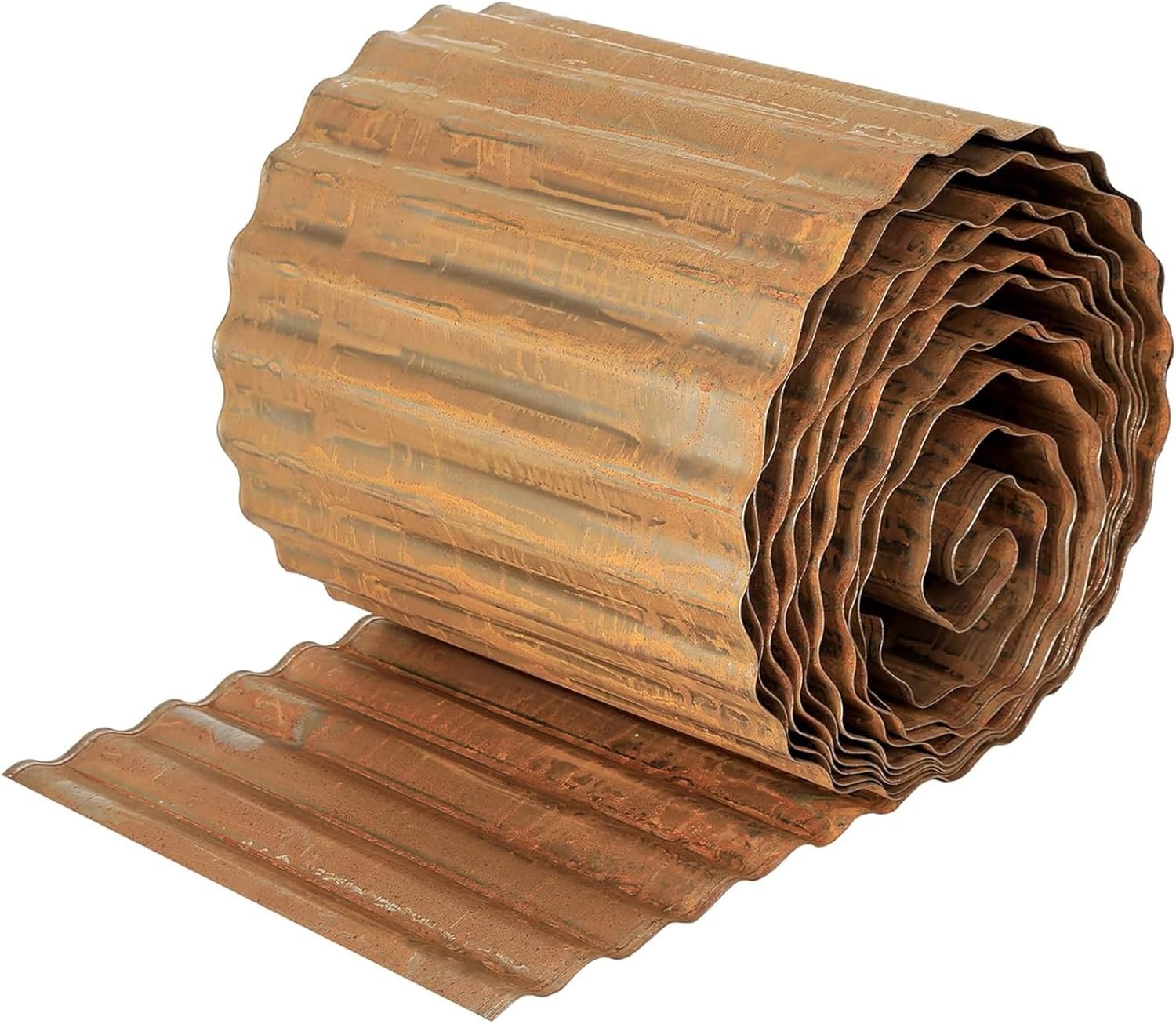 Corrugated Metal Garden Edging, Rusted Landscape Border for DIY Flower Bed Lawn