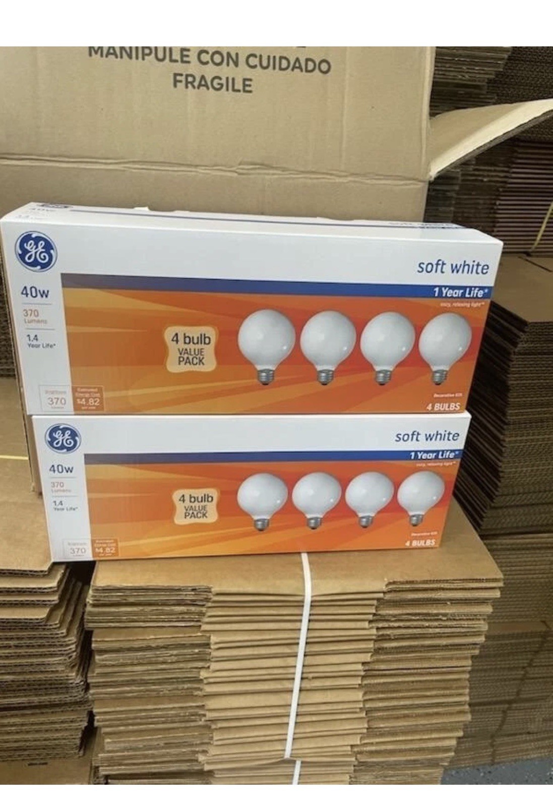 ***LOT OF 8*** GE 40 WATT SOFT WHITE DECORATIVE G25 FROSTED Light Bulbs 40W
