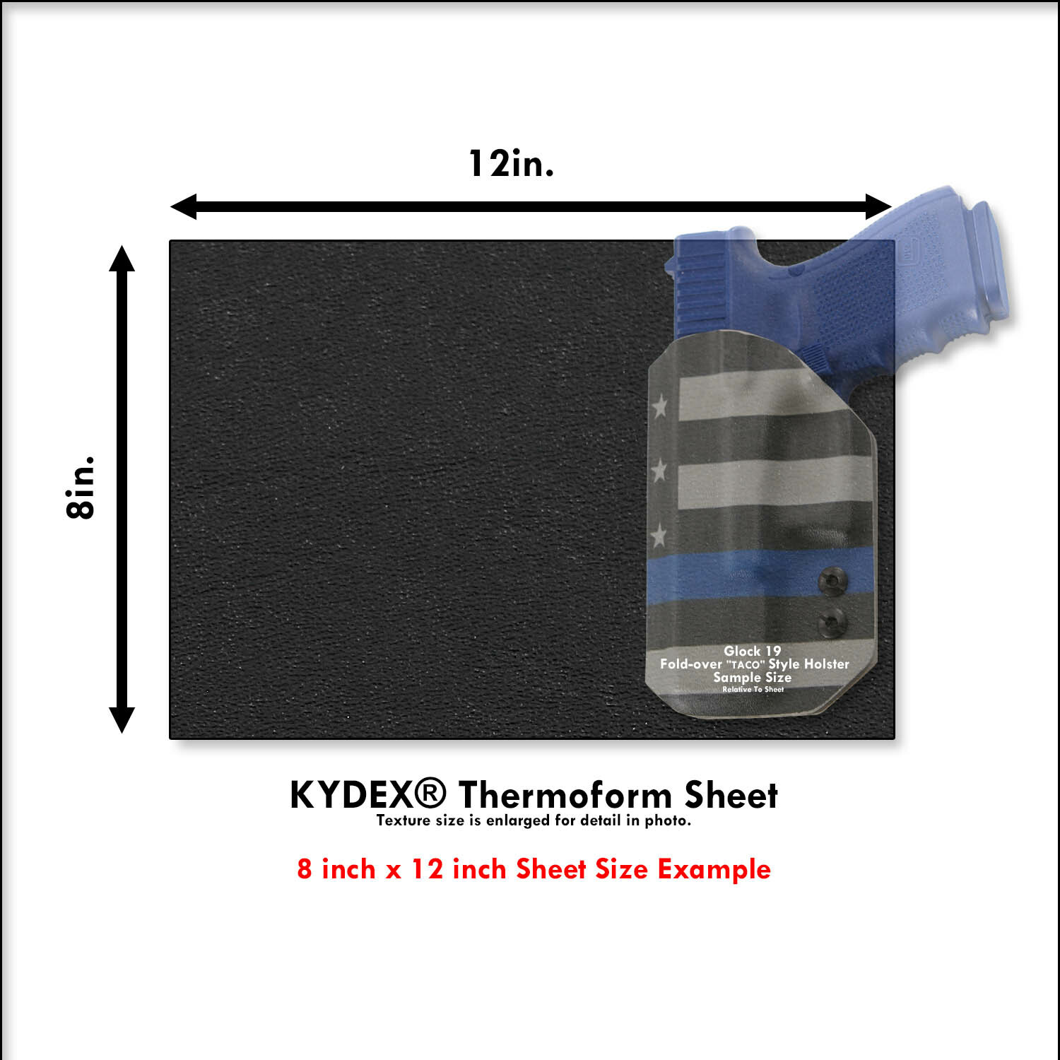 KYDEX® Sheet - Color Collection (8in x 12in)(.060, .080, .093 & .125 Thickness)