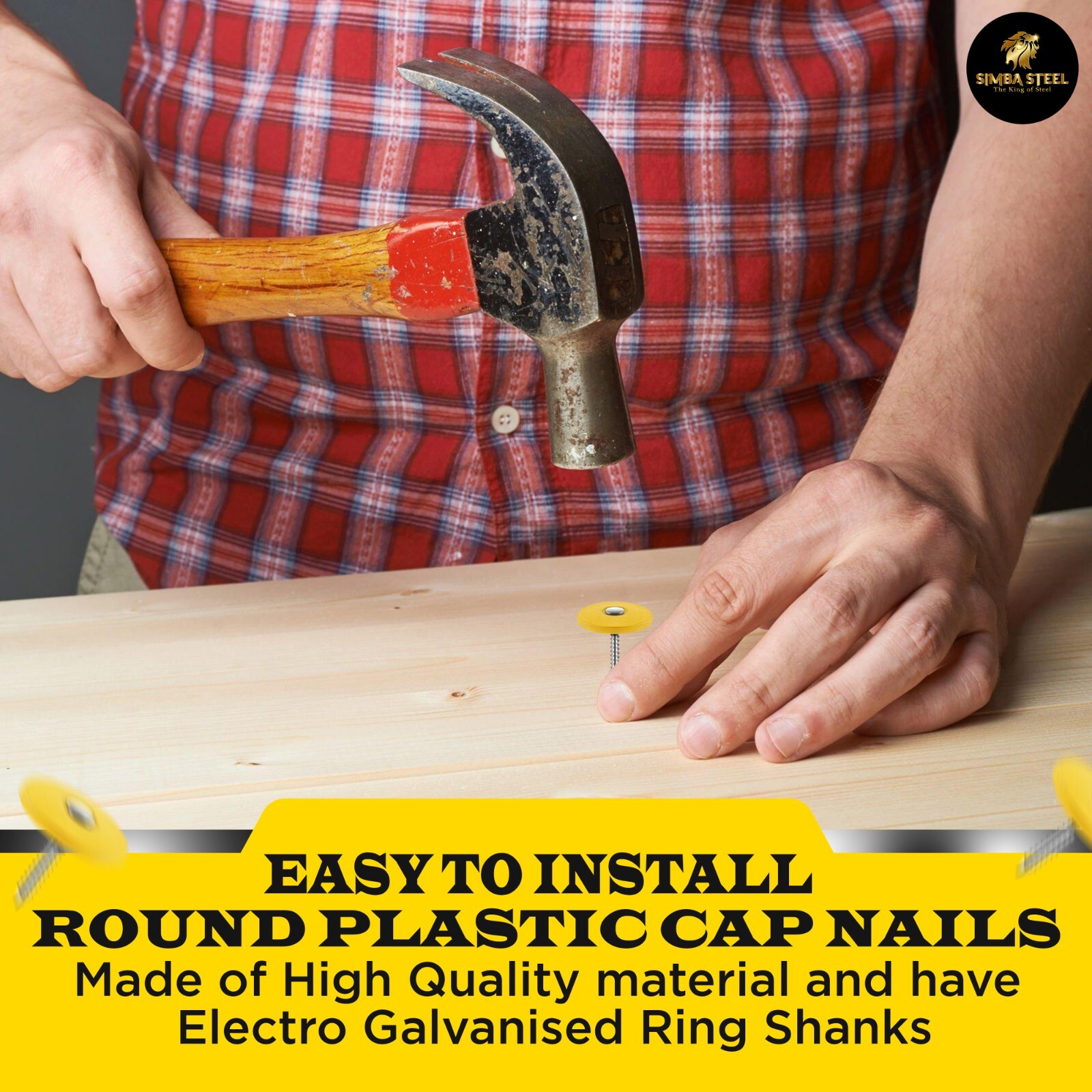 #12 x 1 in. Plastic Round Cap Roofing Nail (3,000-Pack) SimbaSteel