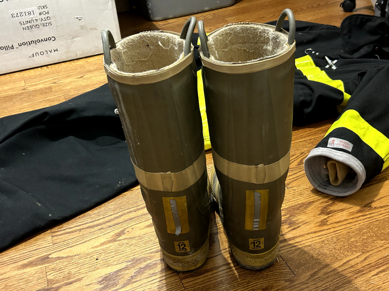 Vintage Body Guard Coat/ Pants/ Boots - Fireman Firefighter Jacket/ Pants/ Boots