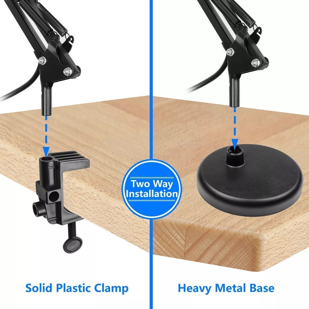 Metal Swing Arm Desk Lamp, Multi-Joint, Adjustable Arm, White Finish