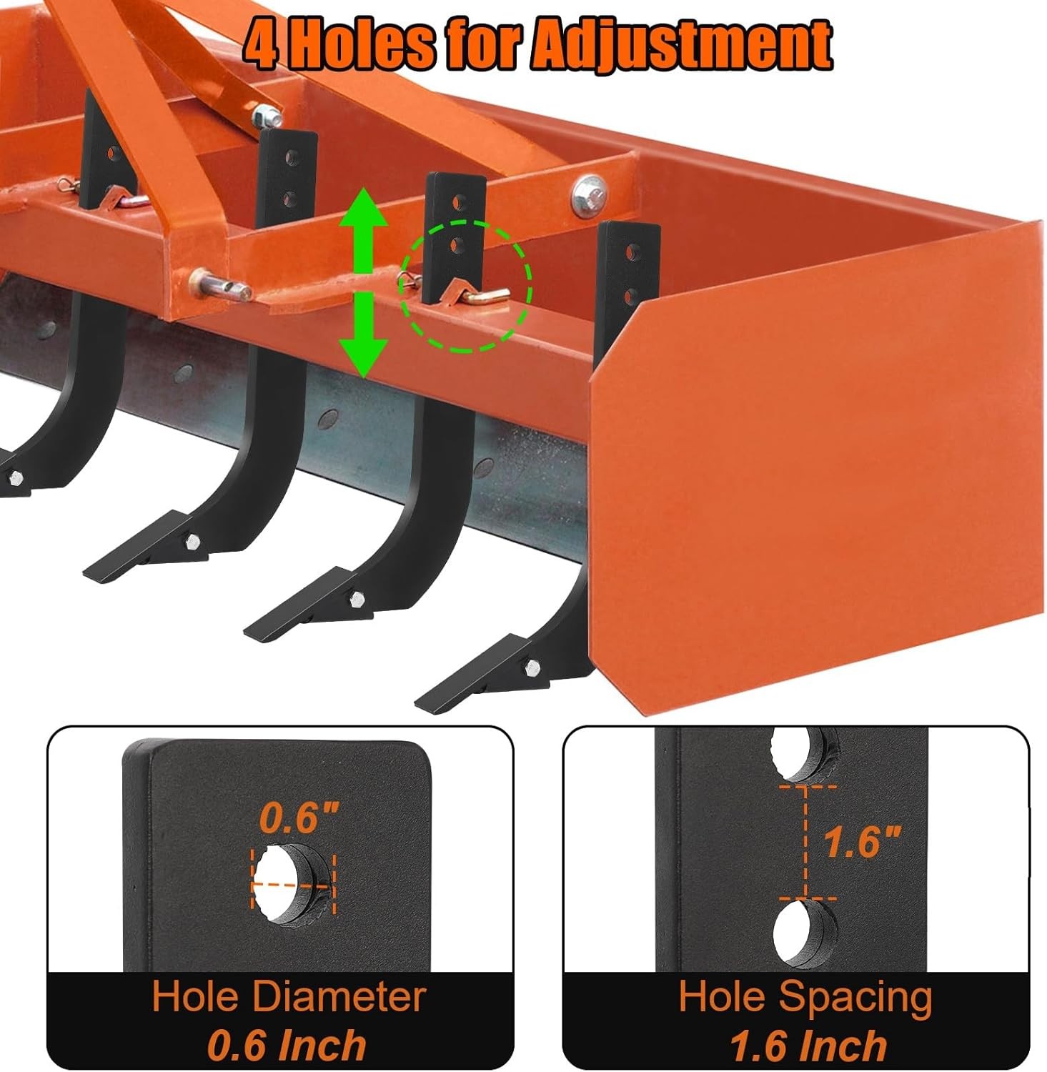 5 PCS Box Blade Shank for Tractor 18" Ripper Shanks Scarifier Tooth with 4 Holes