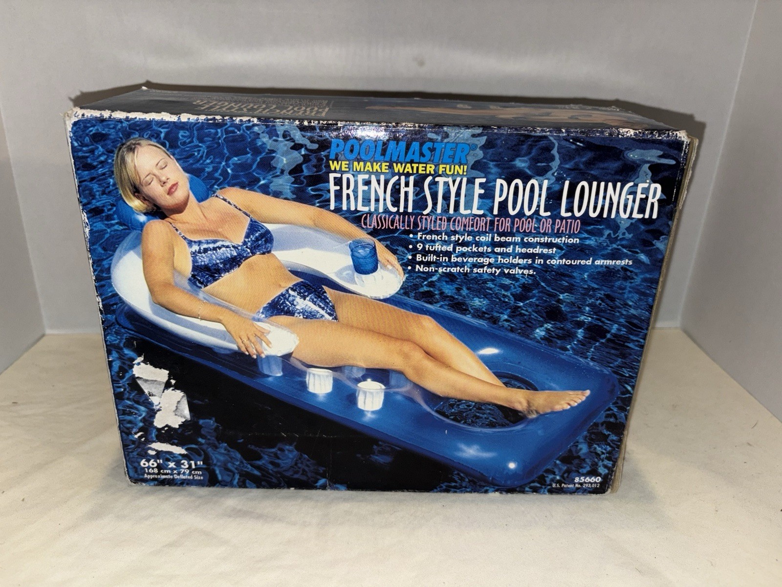 NOS Poolmaster French Style Classic Pool Lounger 66"x31" Aqua Green 1998 Sealed