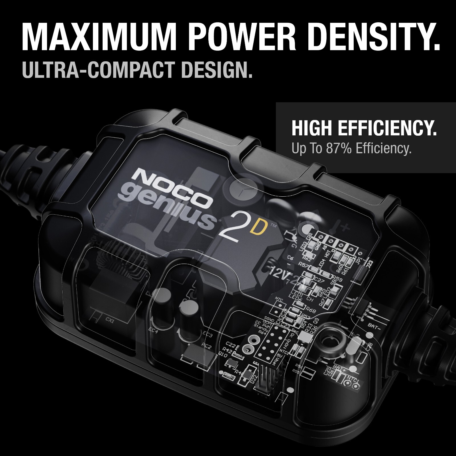 NOCO GENIUS2D 6V/12V 2A Onboard Battery Charger, Trickle Charger and Maintainer