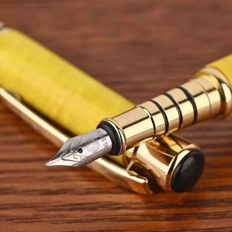 Golden Nanmu Wood Dual-Use Pen Set Fountain & Ballpoint Gift