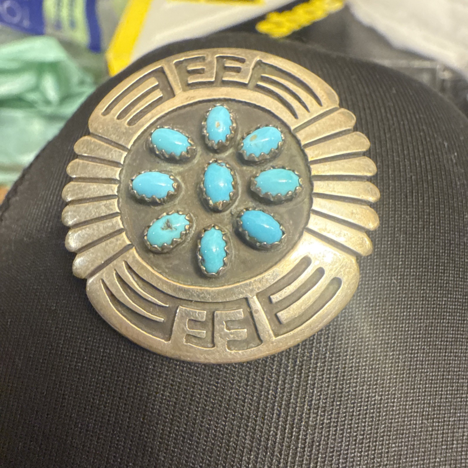 Sterling Silver Rosco Scott Turquoise Pendant Or Pin