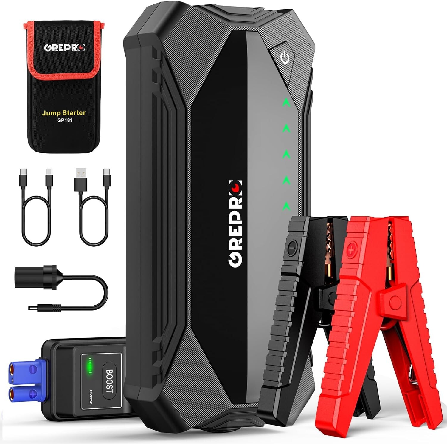 GREPRO Car Jump Starter, 3000A Car Battery Jump Starter Battery Pack 12V Battery