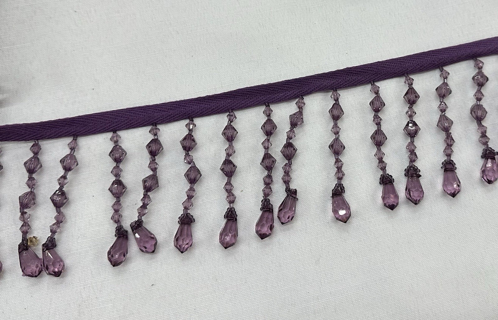 3” Beaded Trim Fringe - Purple Sold By The Yard.