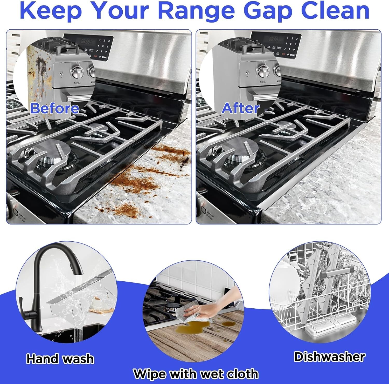 Stove Gap Covers Stainless Steel 2 Packs, 13.8"-27.5" Retractable Range Gap Cove