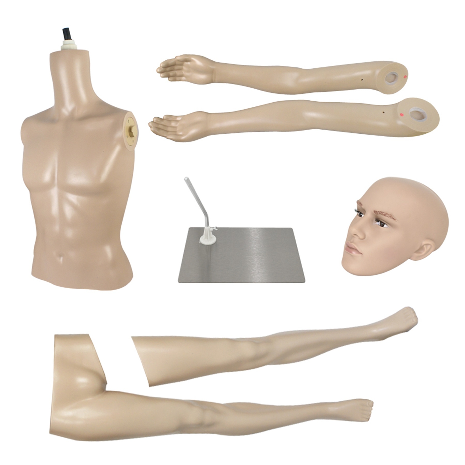 72"H Male Mannequin Full Body PP Realistic Display Head Turns Dress Form w/Base