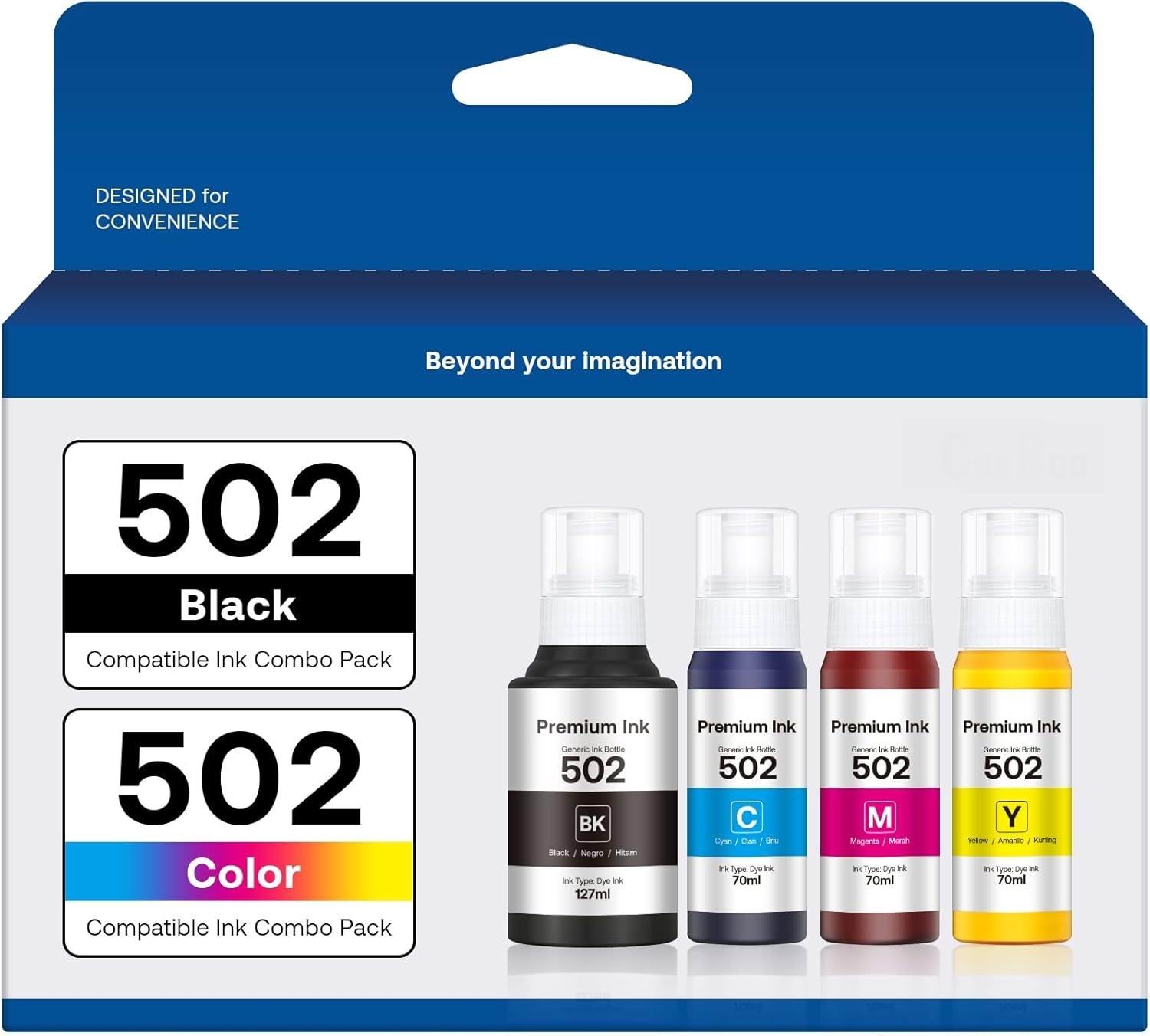 Refill Ink Bottle for Epson EcoTank 502 ET-4760 ET-2760 ET-2750 ET-3760 ET-2850