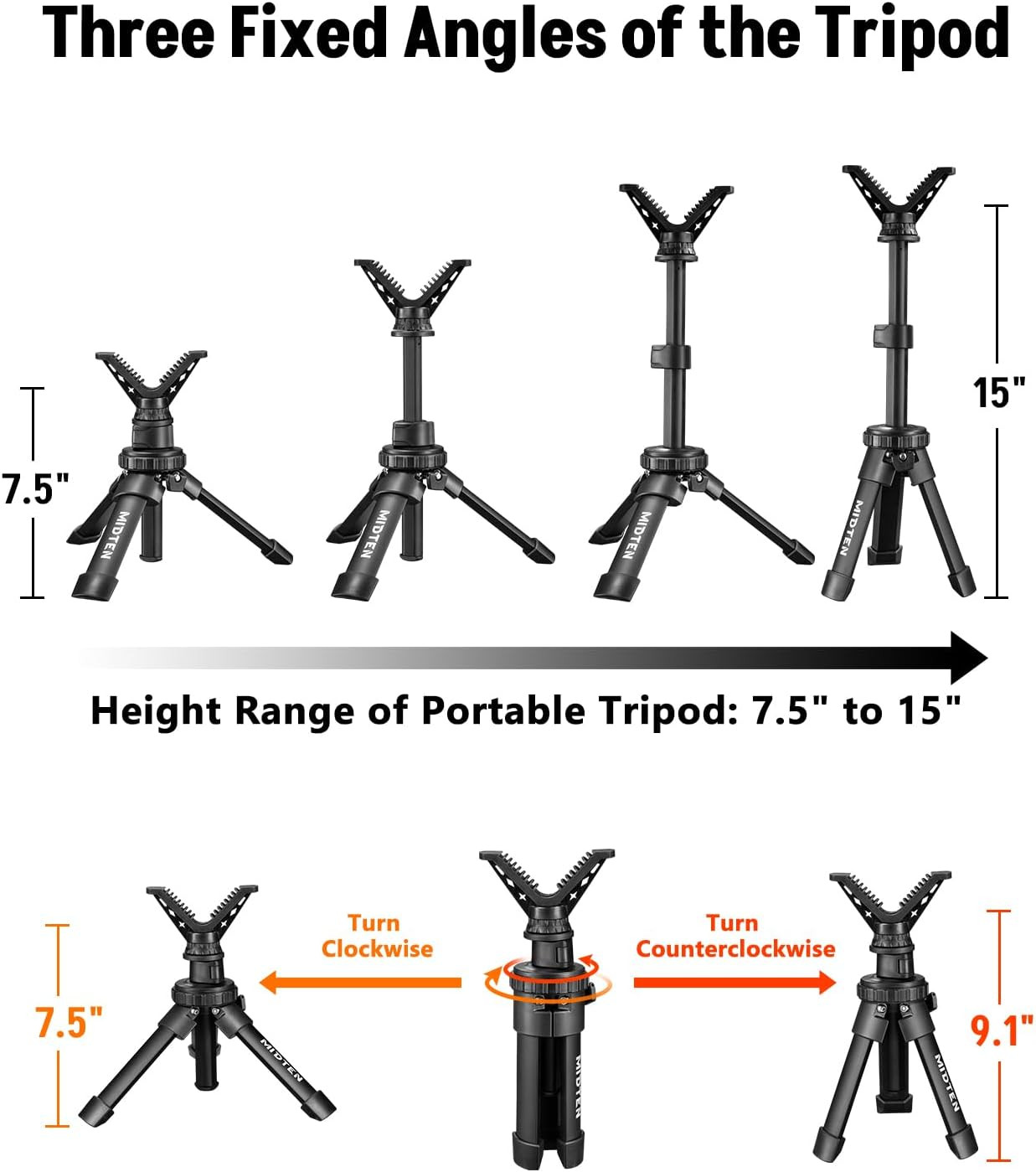 Portable Shooting Rest Tripod Rifle Stand for Range - Lightweight Bench Rest wit