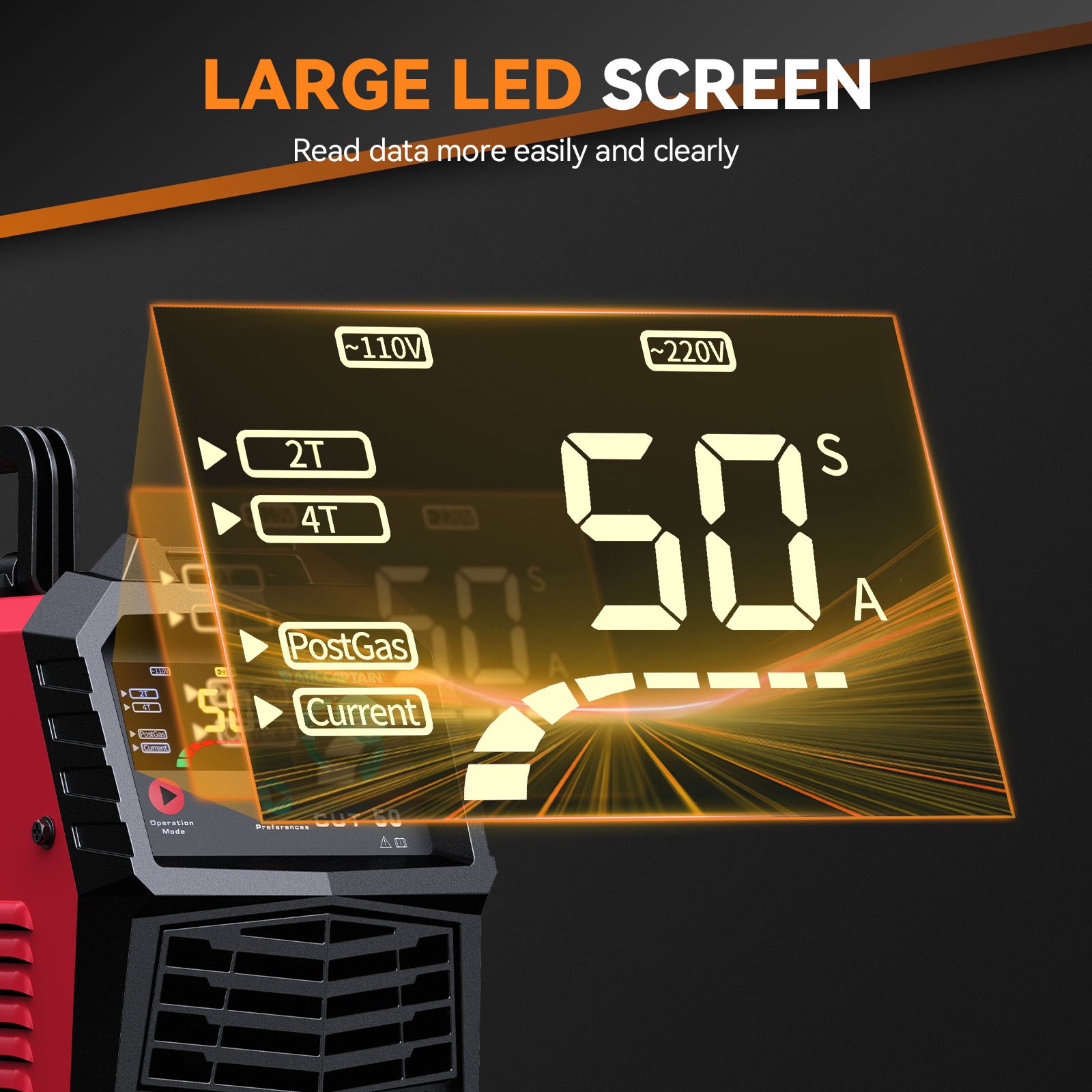 2026 ARCCAPTAIN Plasma Cutter Large LED Display 50Amps Cutter Machine 110/220v