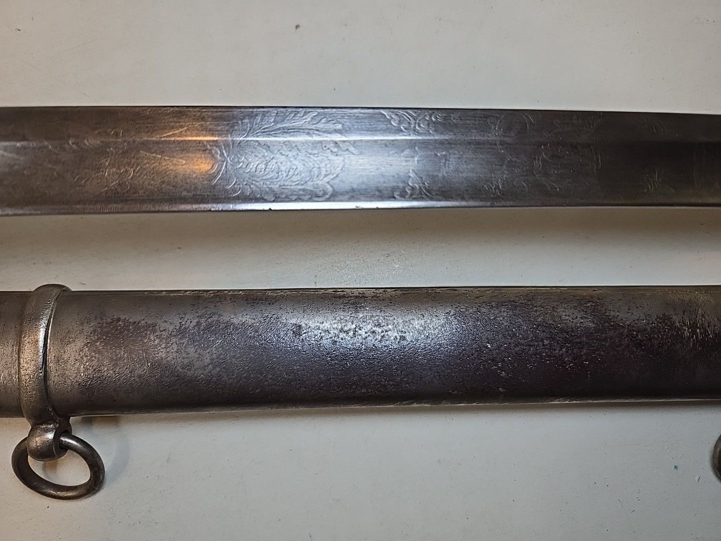 Pre-WWI British Pattern 1827 Volunteer Rifle Officers Sword w/Scabbard - Etched