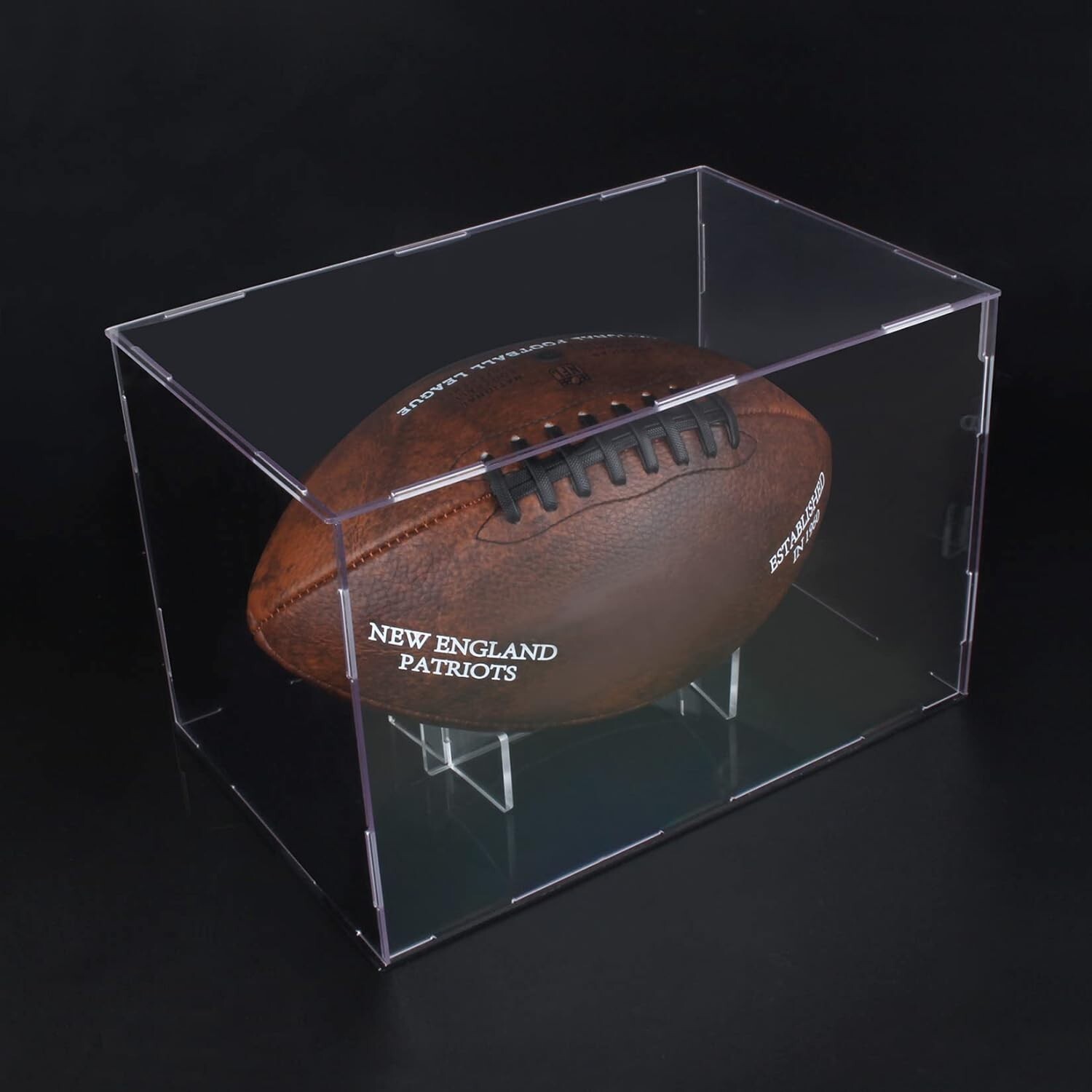 Clear Football Display Box Case with Steel Brackets Hanger Removable Inner Stand