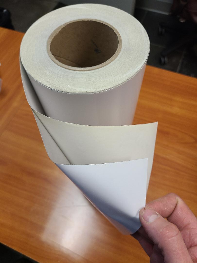 3.4mil Gloss & Matte White Vinyl Decal Sticker Gray-Back Permanent Adhesive