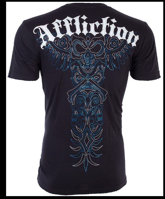 $68 AFFLICTION Black WARRIOR Short Sleeve Slim Fit Y2K T-shirt MMA Elite NWT