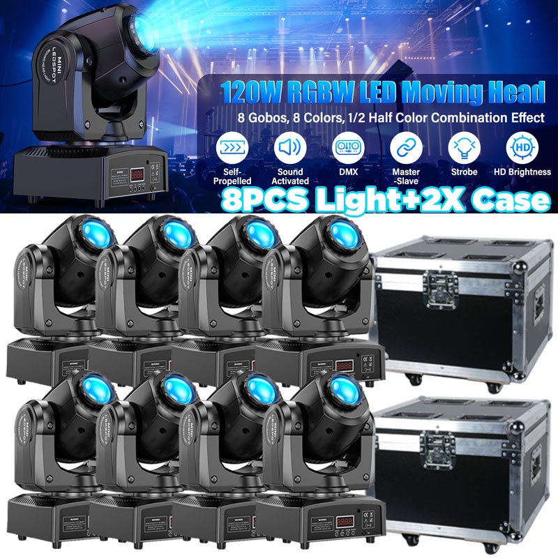 120W LED Moving Head Light RGBW Gobo Beam Stage DMX Spot Lighting DJ Disco Club