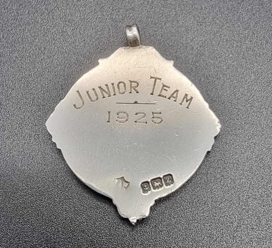 ANTIQUE STERLING SILVER AND ENAMEL FOB FOR POCKET WATCH CHAIN BIRMINGHAM 1924