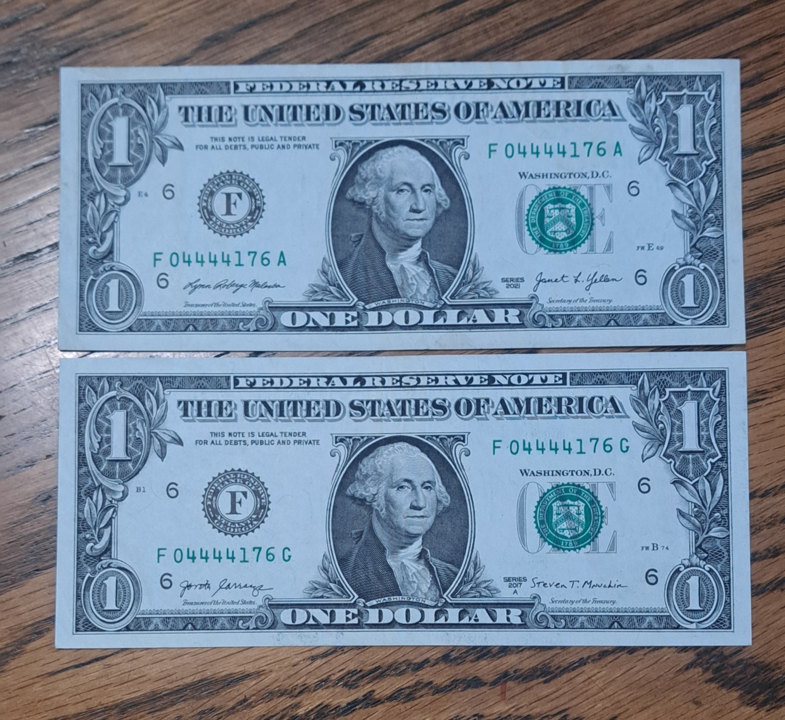MATCHING $1 & $2DOLLAR NOTES! –SAME SERIALS -