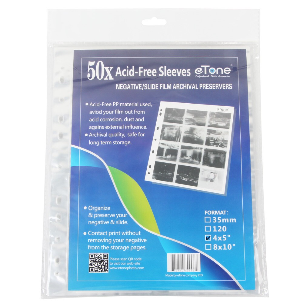 4x5 Film Negative Storage Page Acid-free Preservers Photo Archival Bag 50 Sheets