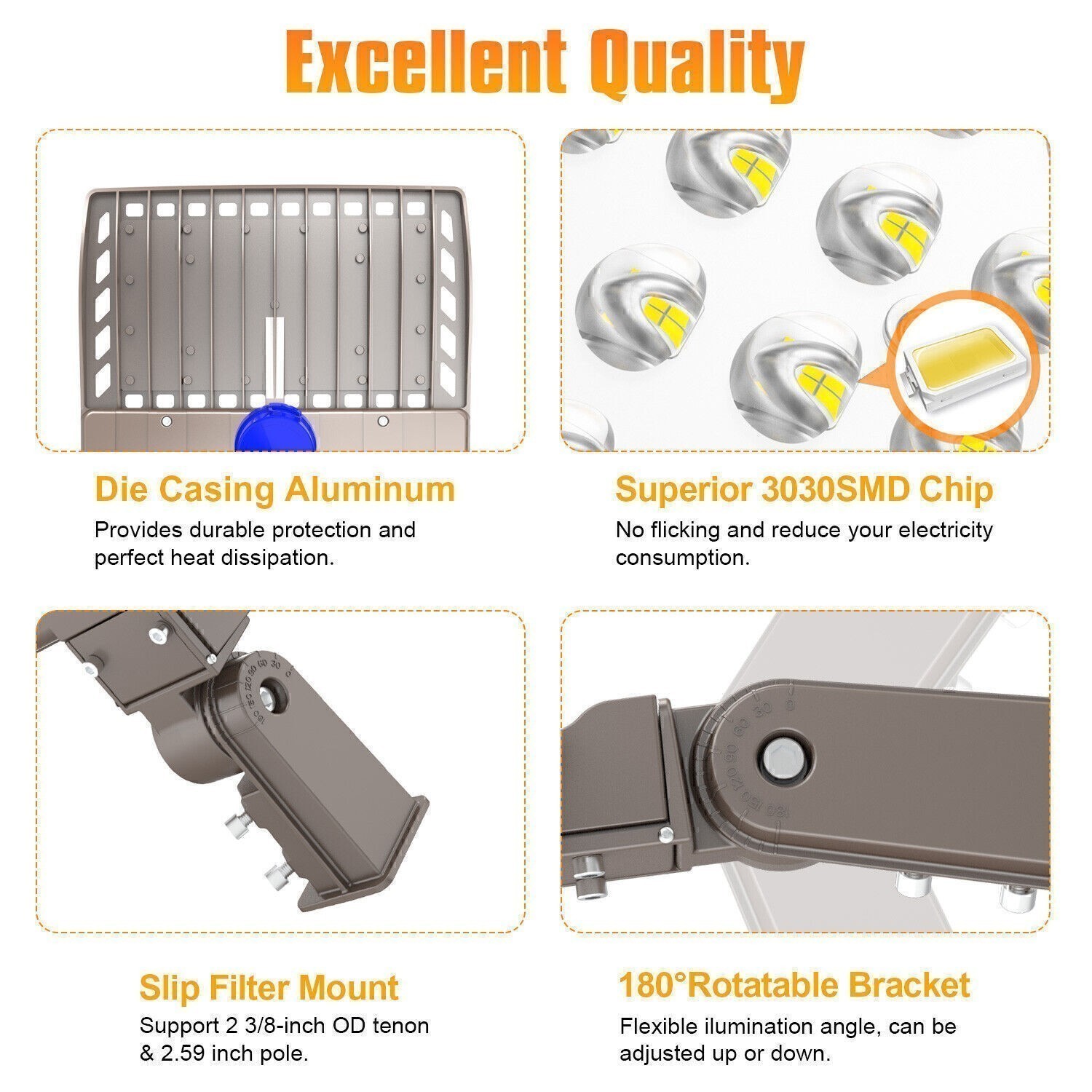 200W LED Shoebox Pole Light Outdoor Street Parking Lot Fixture with Photocell