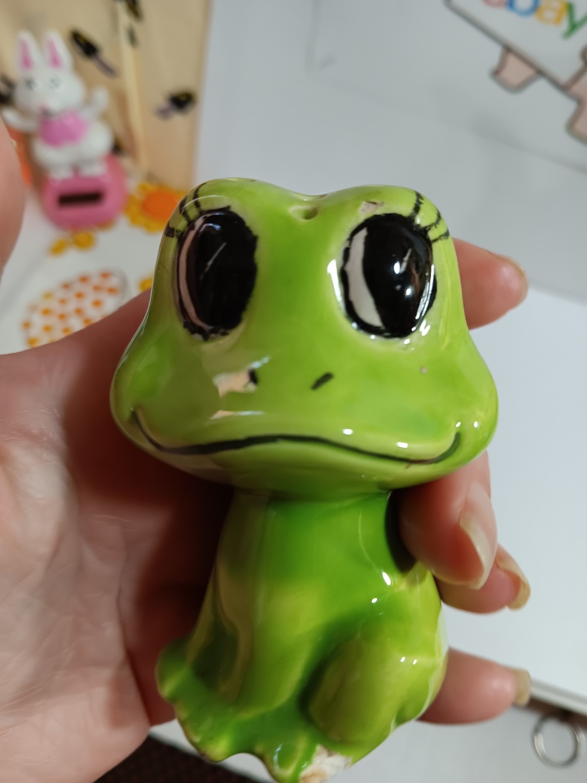 VTG NEIL THE FROG SALT & PEPPER SHAKERS CERAMIC 1970'S SET SEARS AND ROEBUCK!!!