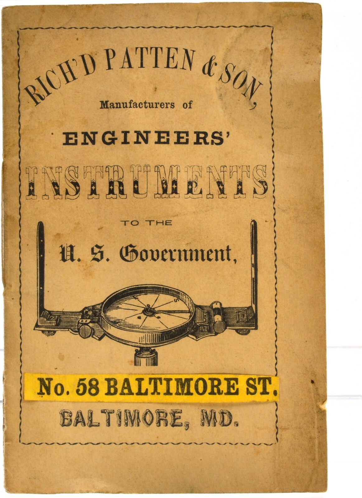 Surveyors Antique Richard Patten & Sons Engineers Instruments manual US Gov 1858