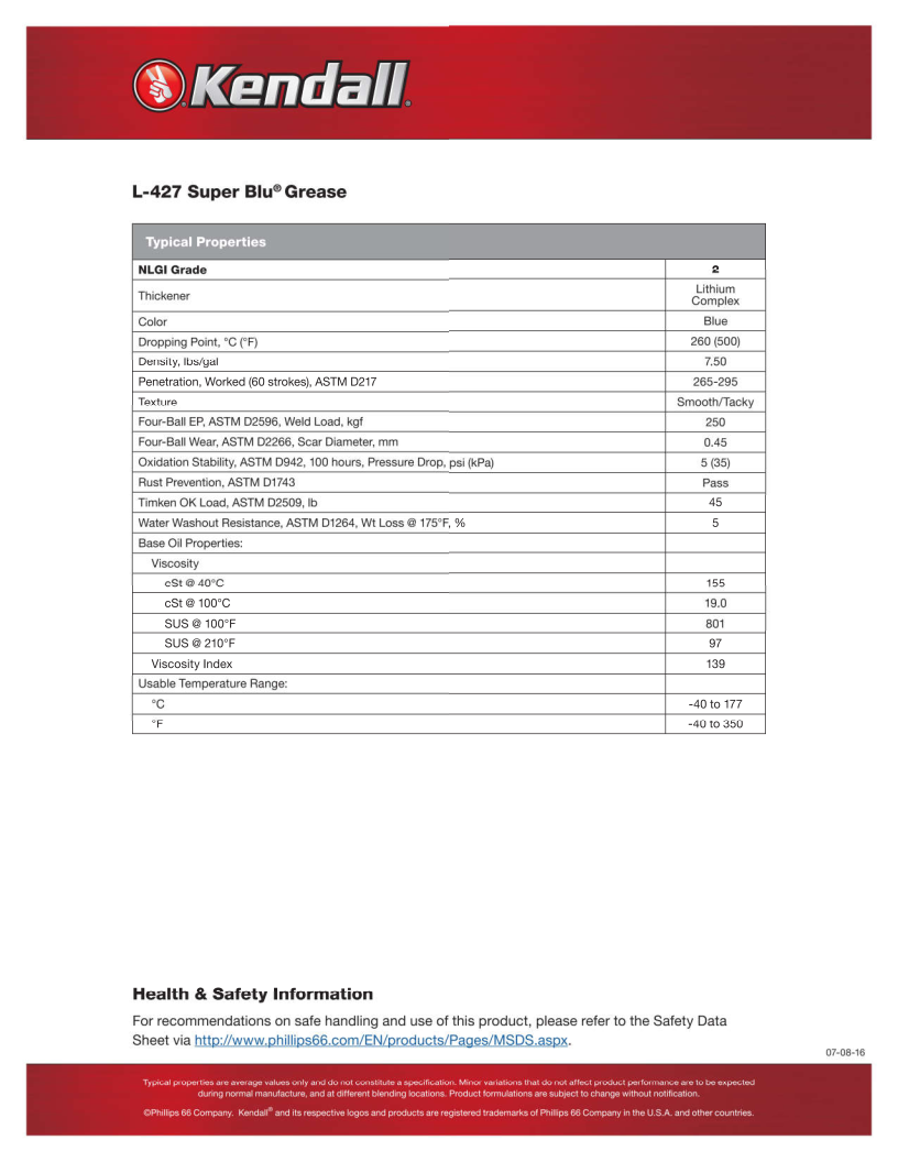 10 Pack Kendall L-427 Super Blu Grease; (10) 14oz tubes