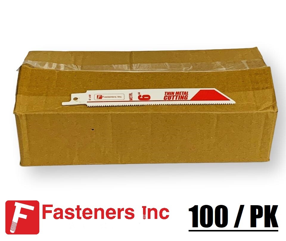 (100) 6" RECIP SAW BLADES 14TPI BI METAL (Fasteners Inc) Thick or Thin Metal