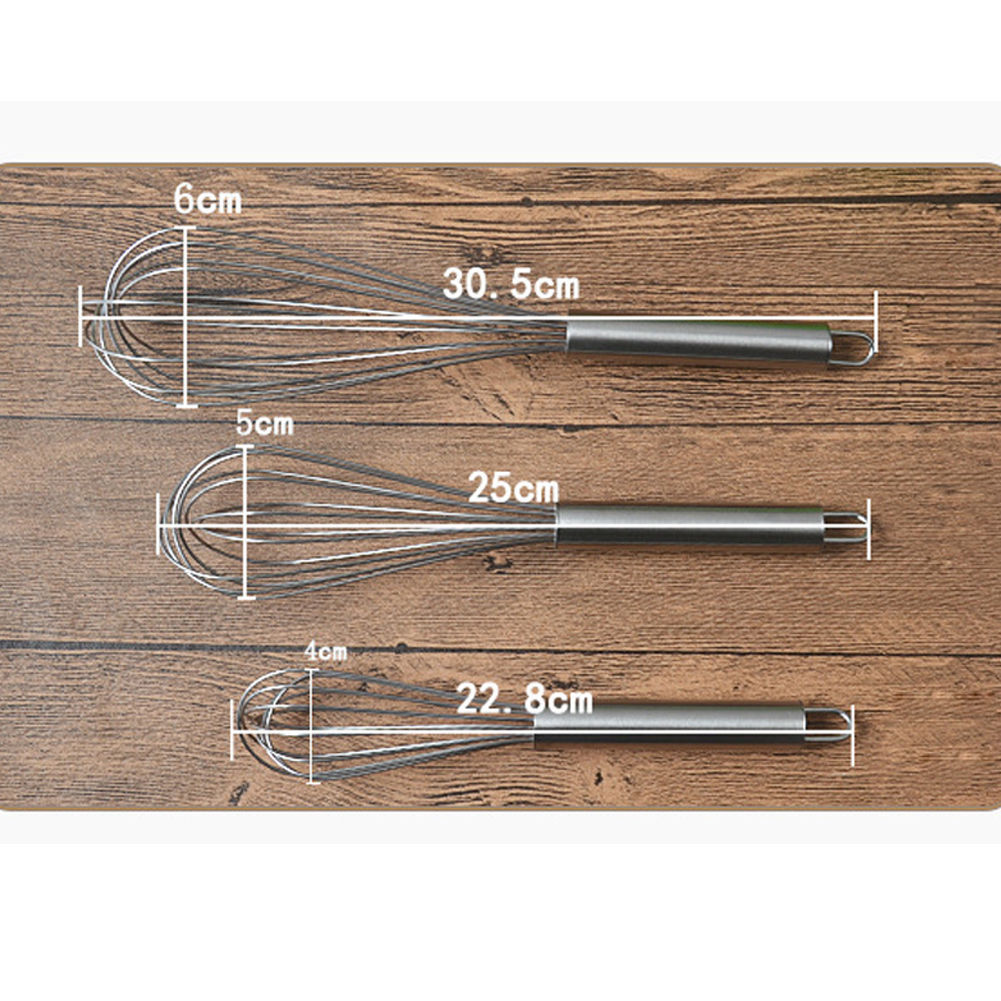 Set of 3 STAINLESS STEEL BALLOON WIRE WHISK SET WHIP MIX STIR BEAT 8/10/12 inch