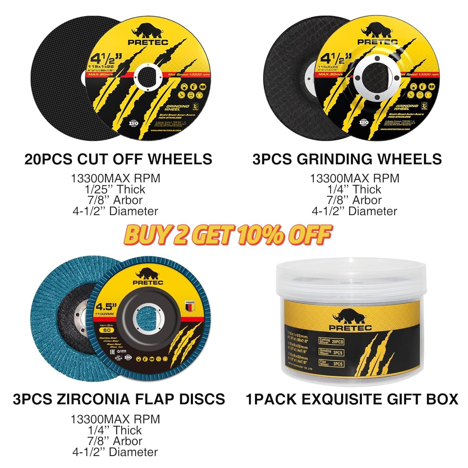 26 Pack Angle Grinder Cutting Flap Grinding Disc Wheels 4-1/2 Inch Metal Cutting