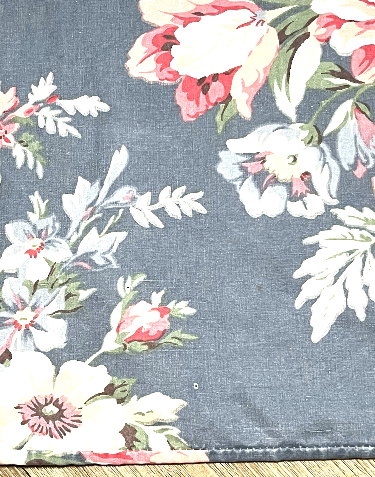 (2) RALPH LAUREN Kimberly Floral Pillowcases Blue Cotton Cabbage Roses King Size