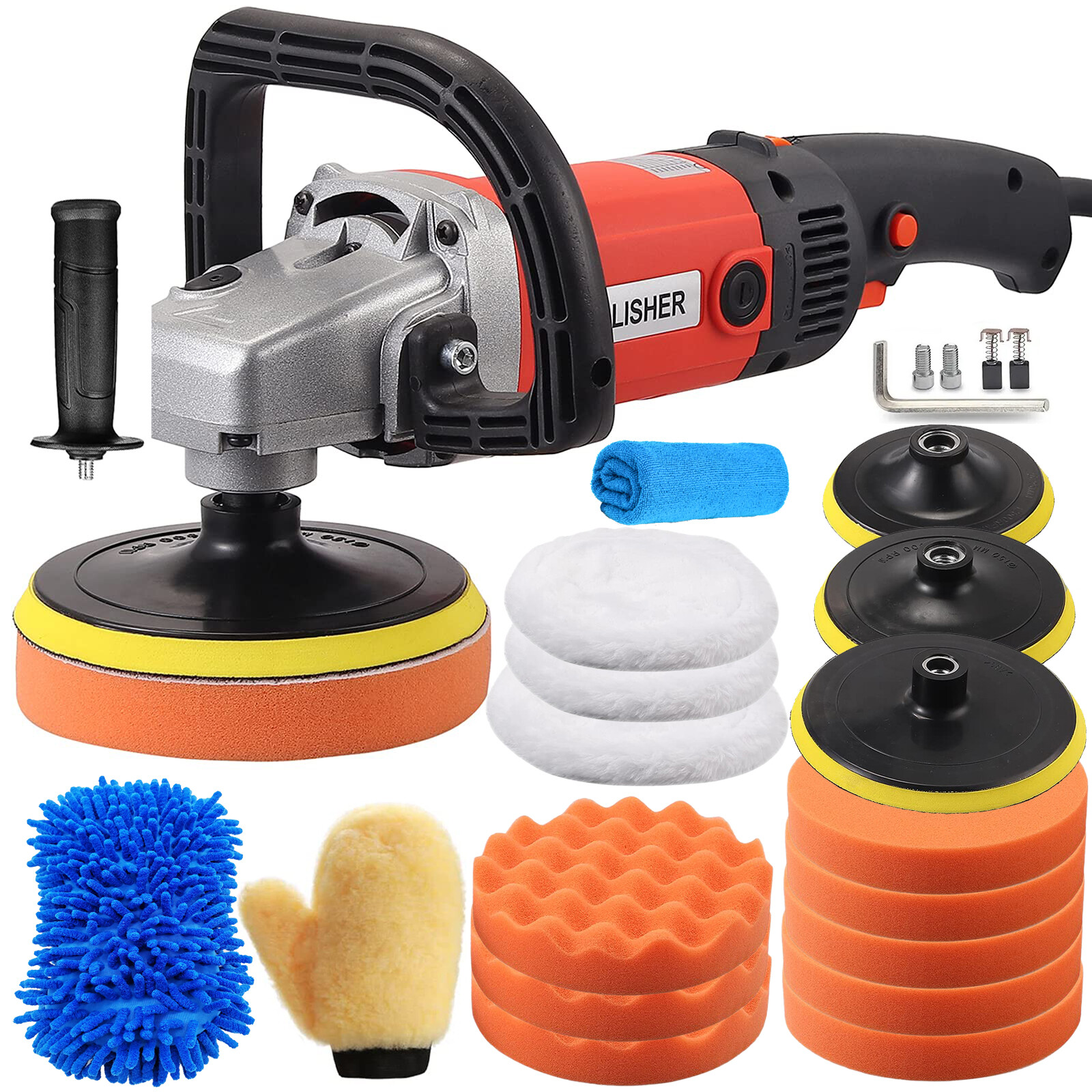 Car Buffer/Polisher/Waxer,8-Speed,Rotary/DA Polishing Machine 5/6/7" Sponge Pads