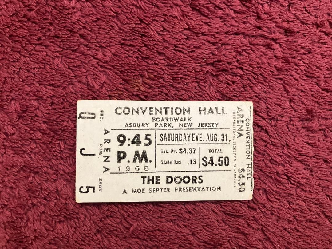 The Doors Jim Morrison Asbury Park Ticket Stub & Program August 31, 1968 Rare